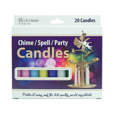 Asst. Chime / Spell Candles 4", Box of 20 (10 Colors)